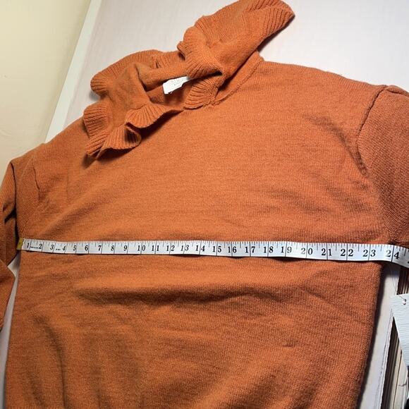 NEW! Stitch and Knot | Soft Orange Balloon Sleeve Ruffle Collar Neck Sweater M - Picture 10 of 11